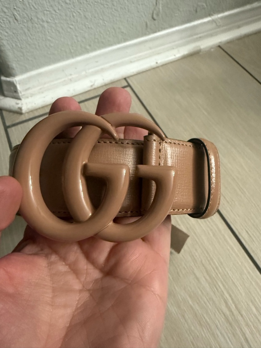 Brand new with box Gucci Beige Double-G Logo Leather Waist Belt size 120 - Picture 2 of 5